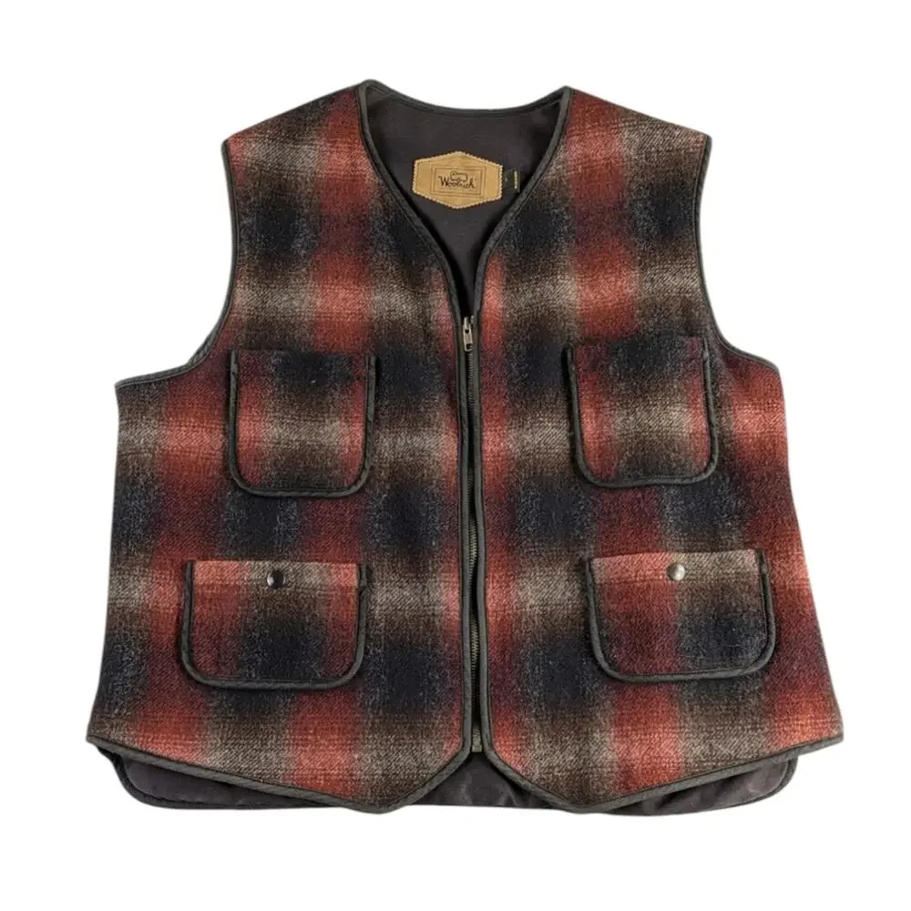Woolrich Vintage Plaid Heritage Wool Vest EUC Large  F251